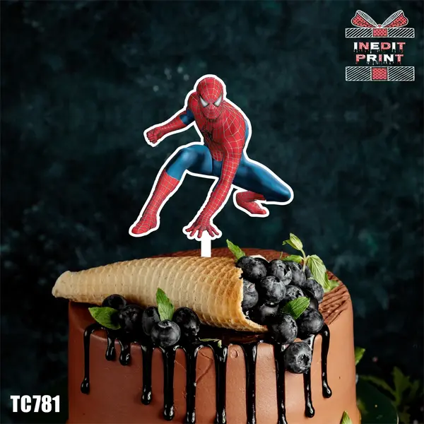 Topper Tort UV Spiderman TC781 10x10cm, Plexiglass alb