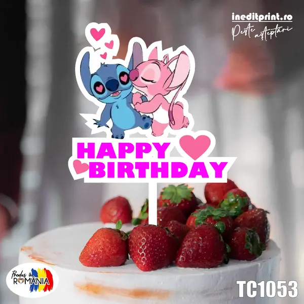 Topper Tort UV Stitch Angel TC1053 16x16cm, Plexiglass alb
