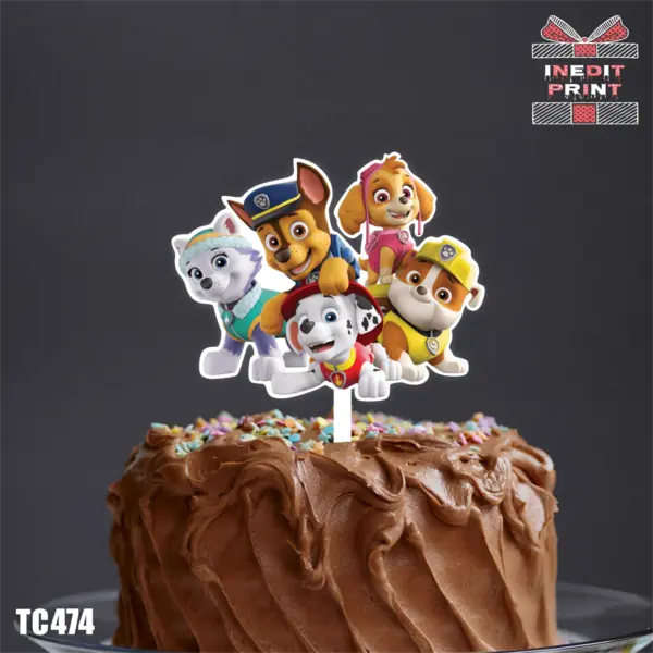 Topper tort UV TC474 Patrula catelusilor 12x12cm, Plexiglass alb