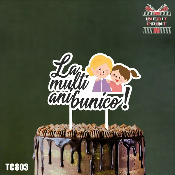 Topper tort UV TC803 La multi ani bunico ! 10x10cm, MDF