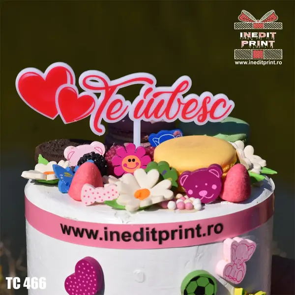 Topper Tort UV Te iubesc TC466 13x13cm, MDF