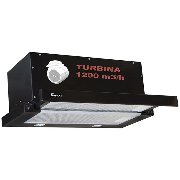 Tornado Hota Telescopica Incorporabila Tornado Storm 1200 (60), 1 motor, latime 60 cm, 3 viteze, absorbtie 1200 m3/ora, Negru