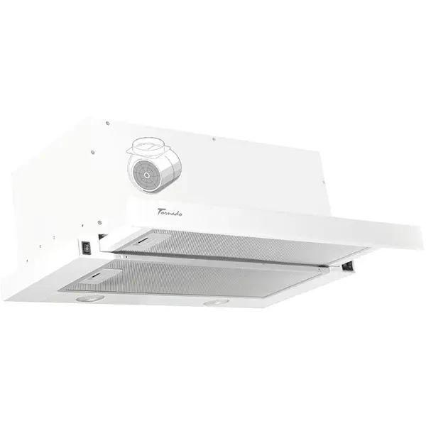 Tornado Hota Telescopica Incorporabila Tornado Storm 1200 (60), 1 motor, latime 60 cm, 3 viteze, absorbtie 1200 m3/ora, Alb
