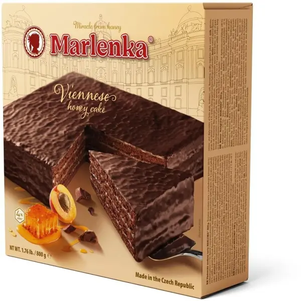 Tort Viennese Marlenka, cu Caise, Mere si Glazura de Cacao, 800 g