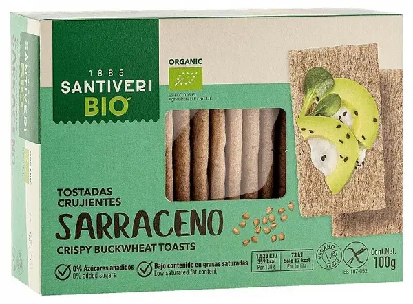 Tost bio crocant din hrișcă, fără gluten, 100 g, Santiveri