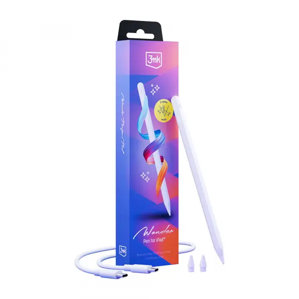 Touch Pen 3MK Wonder pentru Apple iPad, Versiune Activ, Alb