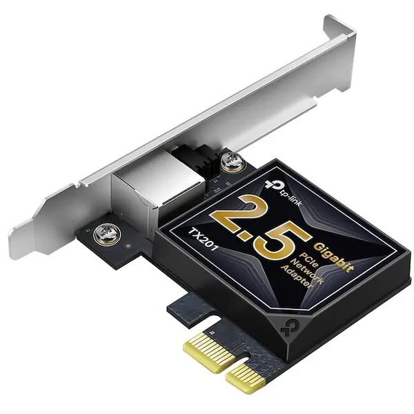 TP-LINK Adaptor de retea cu fir TP-LINK TX201 , PCI-Express, 2,5 Gbps PCIe, Negru-gri