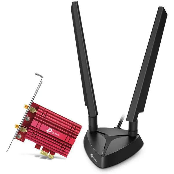 TP-LINK ADAPTOR RETEA TP-LINK AXE5400, extern wireless 2.4 GHz, 5 GHz, 6GHz, PCI-E port, 5400 Mbps, WI-FI 6E si Bluetooth 5.3, Archer TXE75E
