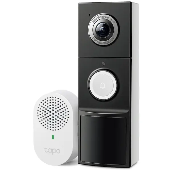 TP-LINK Camera de supraveghere wireless cu sonerie TP-Link Tapo D205, 2K 3MP, unghi de vizualizare larg 160°, detectare inteligenta de persoane, baterie reincarcabila 5200mAh, suporta panou solar Tapo, Two-Way Audio, IP54