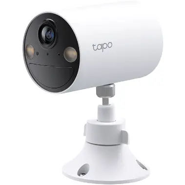 TP-LINK Camera IP Exterior cu acumulatori TP-LINK Tapo C410, IP66, dist. IR 15 m, tip lentila fixa 3.15 mm, 3 Mpx rezolutie 2K, RJ-45 si cu wireless, microfon, carcasa plastic,