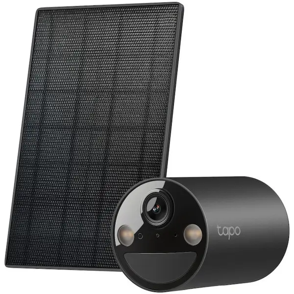 TP-LINK Kit camera de supraveghere + panou solar TP-Link Tapo C411 KIT, 3MP, 2K 2304x1296, Color Night Vision, Two-Way Audio, detectie AI, alarma luminoasa si sonora, acumulator, montare fara cabluri, IP65