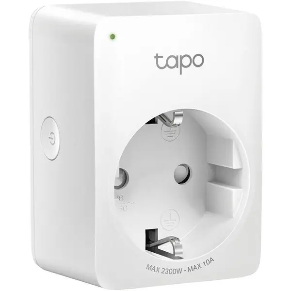 TP-LINK Priza inteligenta TP-Link Mini Tapo P100, Wi-Fi, control vocal, 10A, compatibil Android/iOS, 220-240V, Alb
