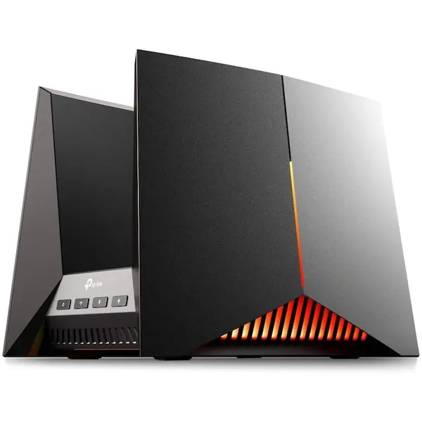 TP-LINK Router Gaming Wireless TP-Link Archer GE800, BE19000, Tri-Band, 2 x 10Gbps + 4 x 2.5 Gbps porturi, 1 x USB 3.0, Panou dedicat pentru functii gaming, HomeShield, compatibil EasyMesh