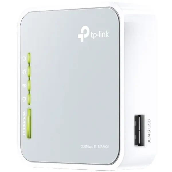 TP-LINK Router wireless N300 TP-Link TL-MR3020, 3G/4G, Portabil, Alb-Gri