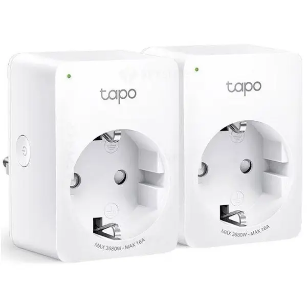 TP-LINK Set 2x Priza inteligenta TP-LINK, Schuko x 1, cu monitorizarea energiei, conectare prin Schuko (T), 10 A, programare prin smartphone, Bluetooth, WiFi, alb Tapo P110(2-pack)