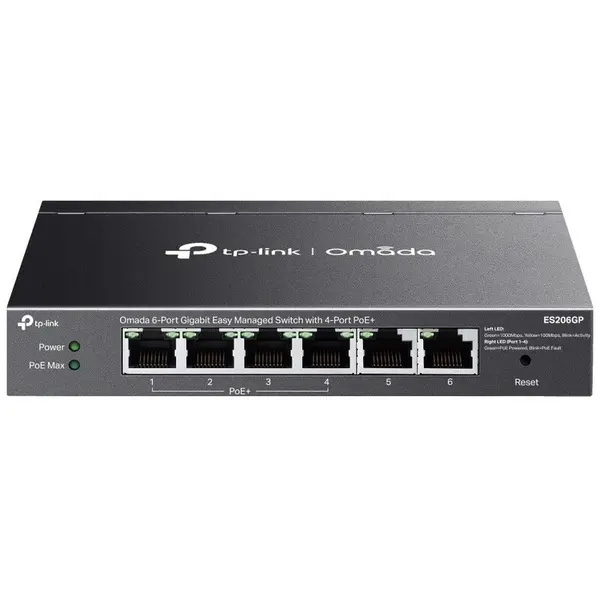 TP-LINK Switch industrial TP-LINK Omada IES206GPP, 6 porturi RJ45, 4 porturi PoE+, Gigabit, Plug-and-Play