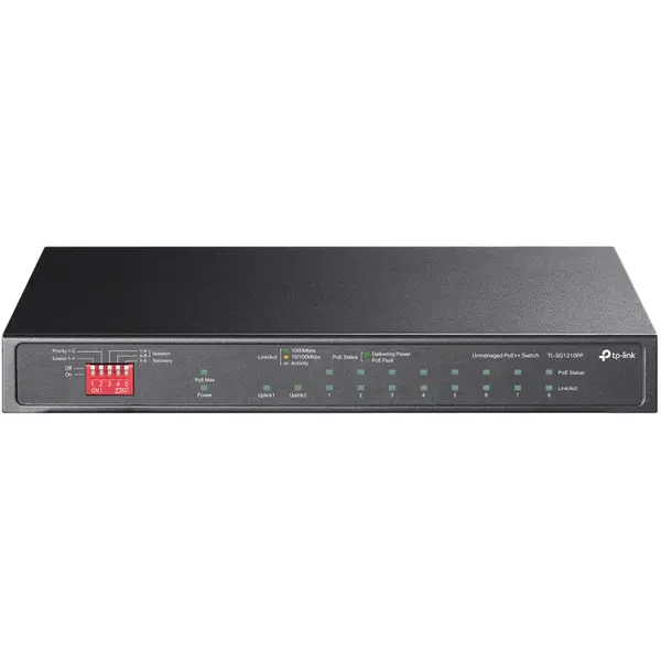 TP-LINK Switch TP-LINK SG1210PP, 10 porturi total, 9 porturi RJ45, 1 port combo SFP/RJ45 Gigabit