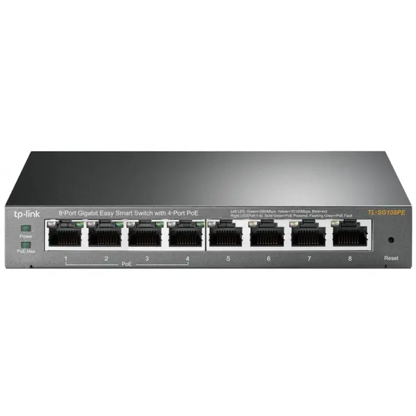 TPL SW 8-PORT GB EASY SMART + 4-PORT PoE TP-LINK TL-SG108PE