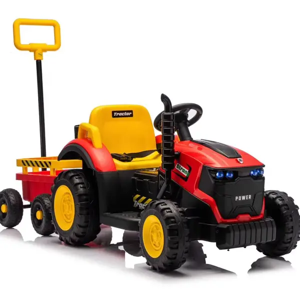 Tractor electric 3 in 1 cu remorca si telecomanda parentala - Rosu ,12V