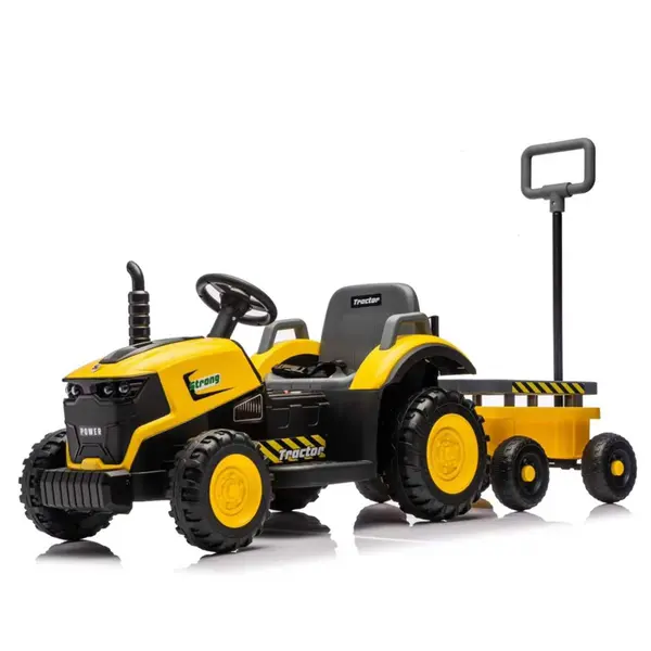Tractor electric 3 in 1 cu remorca si telecomanda parentala - Galben ,12V