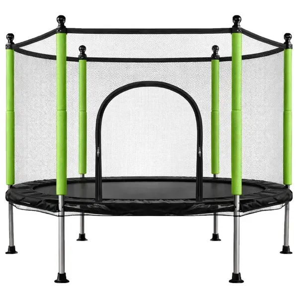 Trambulina pentru copii cu plasa si mingi 140 cm verde