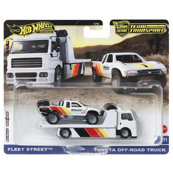 Transportator cu masinuta Hot Wheels, Car Culture, Toyota Off-Road Pickup Truck si Fleet Street Truck, HRV39