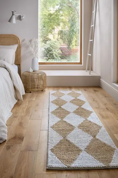 Traversa Effie Diamond Jute Bej deschis 60x230 cm, Flair Rugs