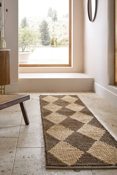 Traversa Effie Diamond Jute Maro inchis 80x230 cm, Flair Rugs