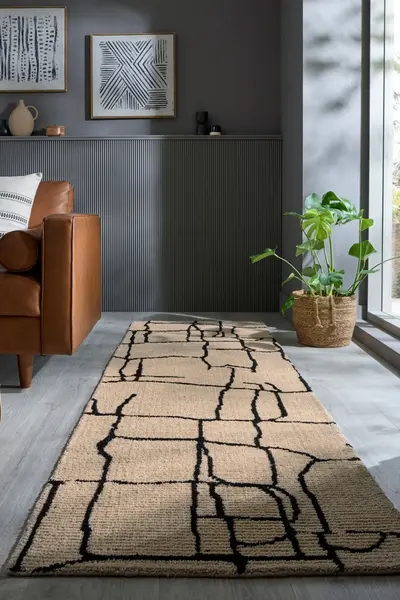 Traversa Theo Circular Knit Crem 80x300 cm, Flair Rugs