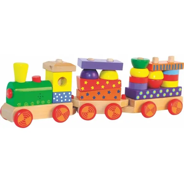 Tren didactic din lemn Woody - Muzical