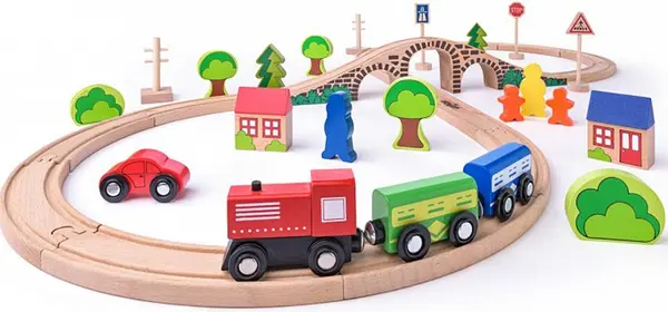 Tren din lemn Woody - Cu sina in forma de 8