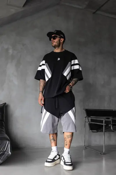TRENING B-FASHION STRIPES OVERSIZE BLACK TRBI43(1866-67) (MĂRIME: M)