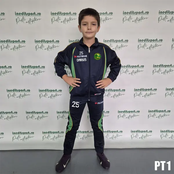 Trening pentru copii si adulti Patrick personalizabil PT1 3XS, Bleumarin cu verde