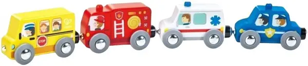 Trenuleț din lemn HaPe International - Vehicule colorate