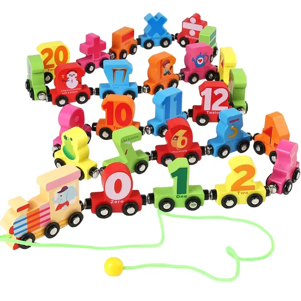 Trenulet magnetic din lemn cu cifre - Joc educativ Montessori ZukiToys.ro CIFRE