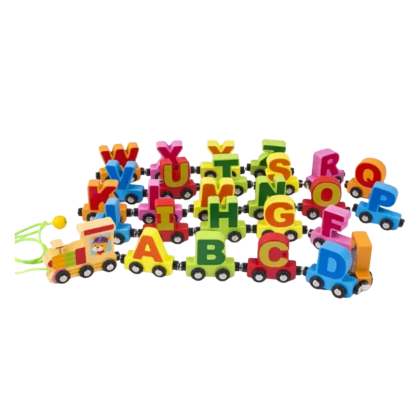 Trenulet magnetic din lemn cu litere - Joc educativ Montessori ZukiToys.ro