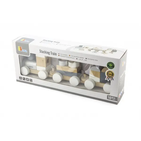Trenulet PolarB Viga, lemn, modular, multicolor KID516116, la doar 119,00 lei