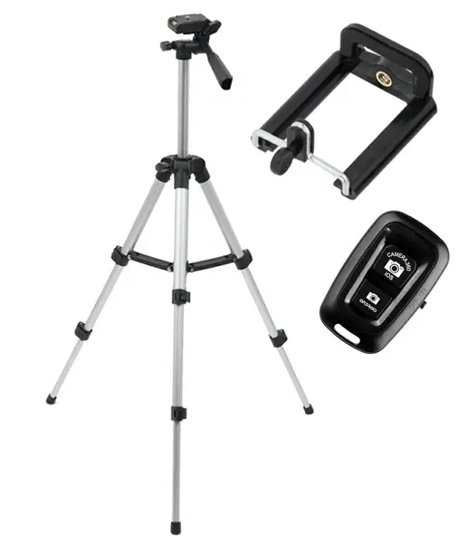 Trepied fotografic din aluminiu, compact, cu suport mobil 3D + Telecomanda Bluetooth