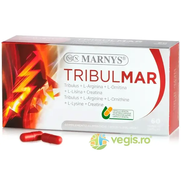 Tribulmar - Tribulus, L-Arginina, L-Lizina, L-Ornitina si Creatina pentru Dezvoltarea Masei Musculare si Energie 60cps vegetale