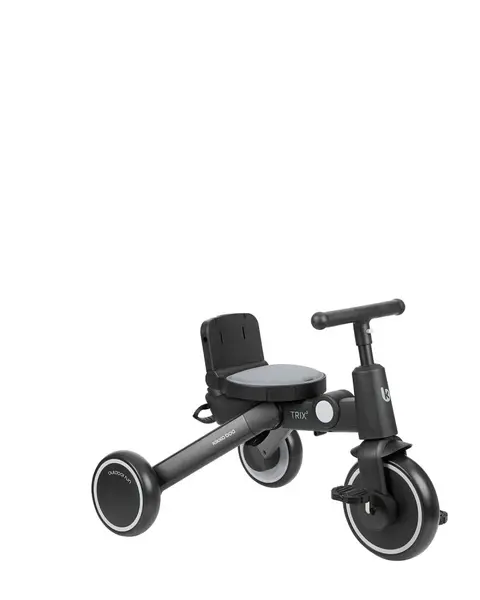 Tricicleta 8in1 pentru copii KikkaBoo Trix 2 Gri ultrapliabila,de la 10 luni la 22kg,cadru din aluminiu,sezut rotativ,spatar reglabil,maner parental reglabil,copertina reglabiladetasabila,centura de siguranta