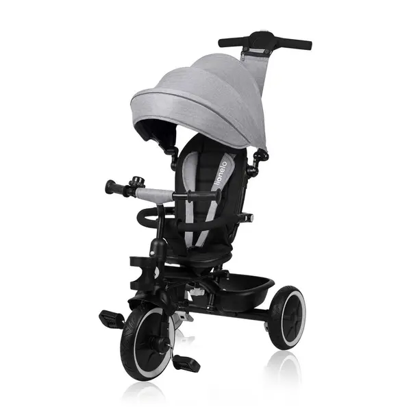 Tricicleta copii, Lionelo, Berry, 2 in 1, Multifunctionala, Suport picioare, Control al directiei, Scaun reversibil, Rotire 360 grade, Functie de roata libera, Utilizare pana la 5 ani, Constructie din otel, Conform cu standardul EN71, Gri, Resigilat