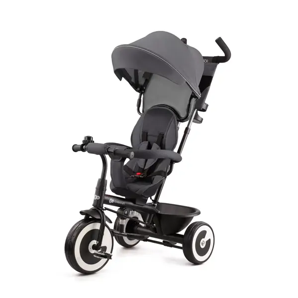 Tricicleta cu pedale Kinderkraft Aston, scaun rotativ, maner, gri KID922383, la doar 620,00 lei