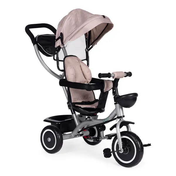 Tricicleta Ecotoys, 2 in 1, scaun rotativ, copertina, bej KID005895, la doar 380,00 lei