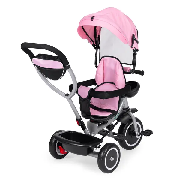 Tricicleta Ecotoys, 2 in 1, scaun rotativ, copertina, roz KID005888, la doar 380,00 lei