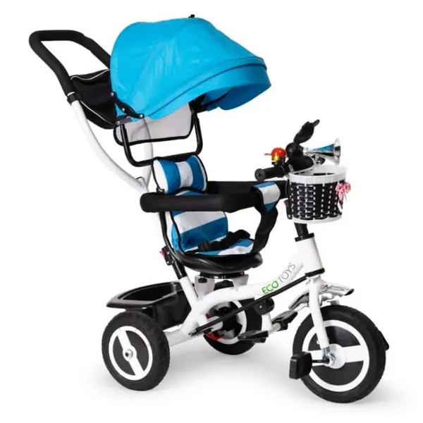 Tricicleta Ecotoys JM-066-9L, sezut rotativ, albatru KID063315, la doar 390,00 lei
