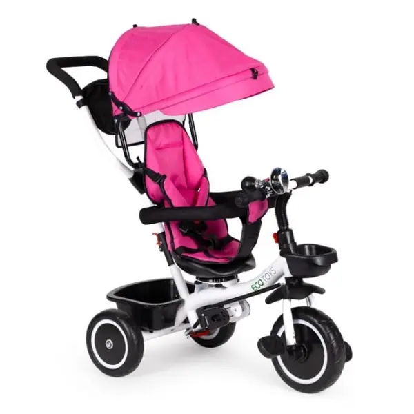 Tricicleta Ecotoys YM-BT-2, scaun rotativ, roz KID068099, la doar 378,00 lei