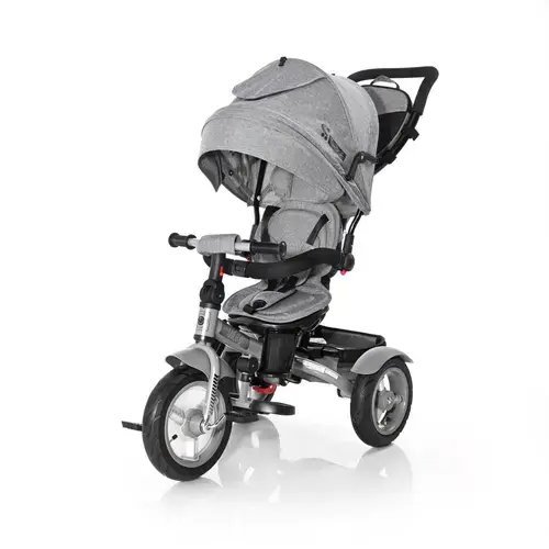 Tricicleta multifunctionala 4in1 Lorelli Neo Air, roti mari cu camera, Centura de siguranta cu prindere in 3 puncte, Gri