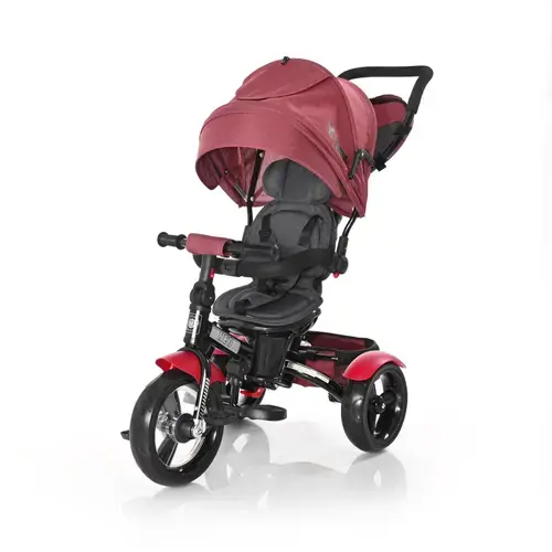 Tricicleta multifunctionala 4in1 Lorelli Neo, Centura de siguranta cu prindere in 3 puncte, scaun rotativ, Negru/Rosu