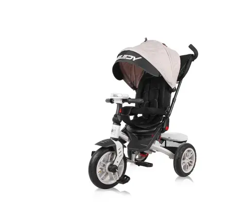 Tricicleta multifunctionala 4in1 Lorelli Speedy Air, roti cu camera, scaun rotativ, Negru/Crem