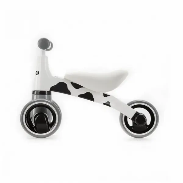 Tricicleta pentru copii, Adamex Animals, fara pedale, cu 3 roti, sistem de blocare a rotirii ghidonului, testata EN71, pentru interior exterior, sezut moale, +12 luni, Cow